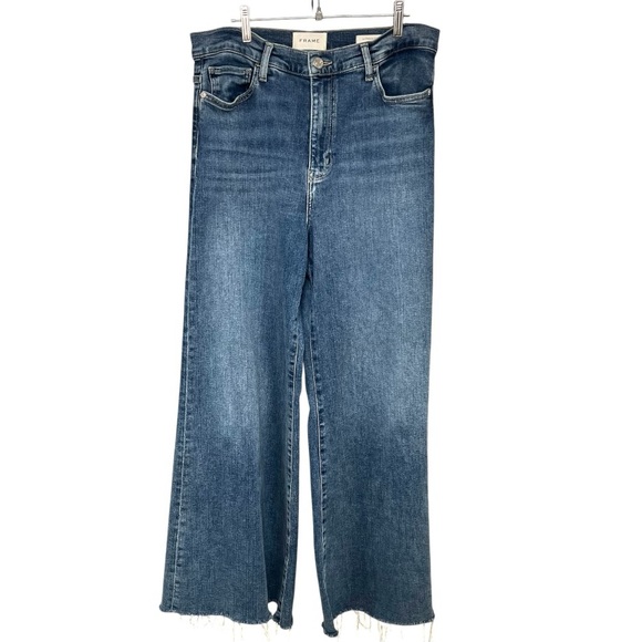 Frame Le Palazzo Crop Wide Leg High Rise Casual Denim Jeans Women’s 30 - Picture 7 of 16